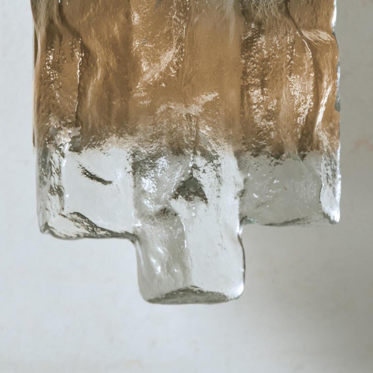 20th Century One of The Six Kalmar Ice Glass Wall Sconces by J.T. Kalmar, Austria, 1970s For Sale