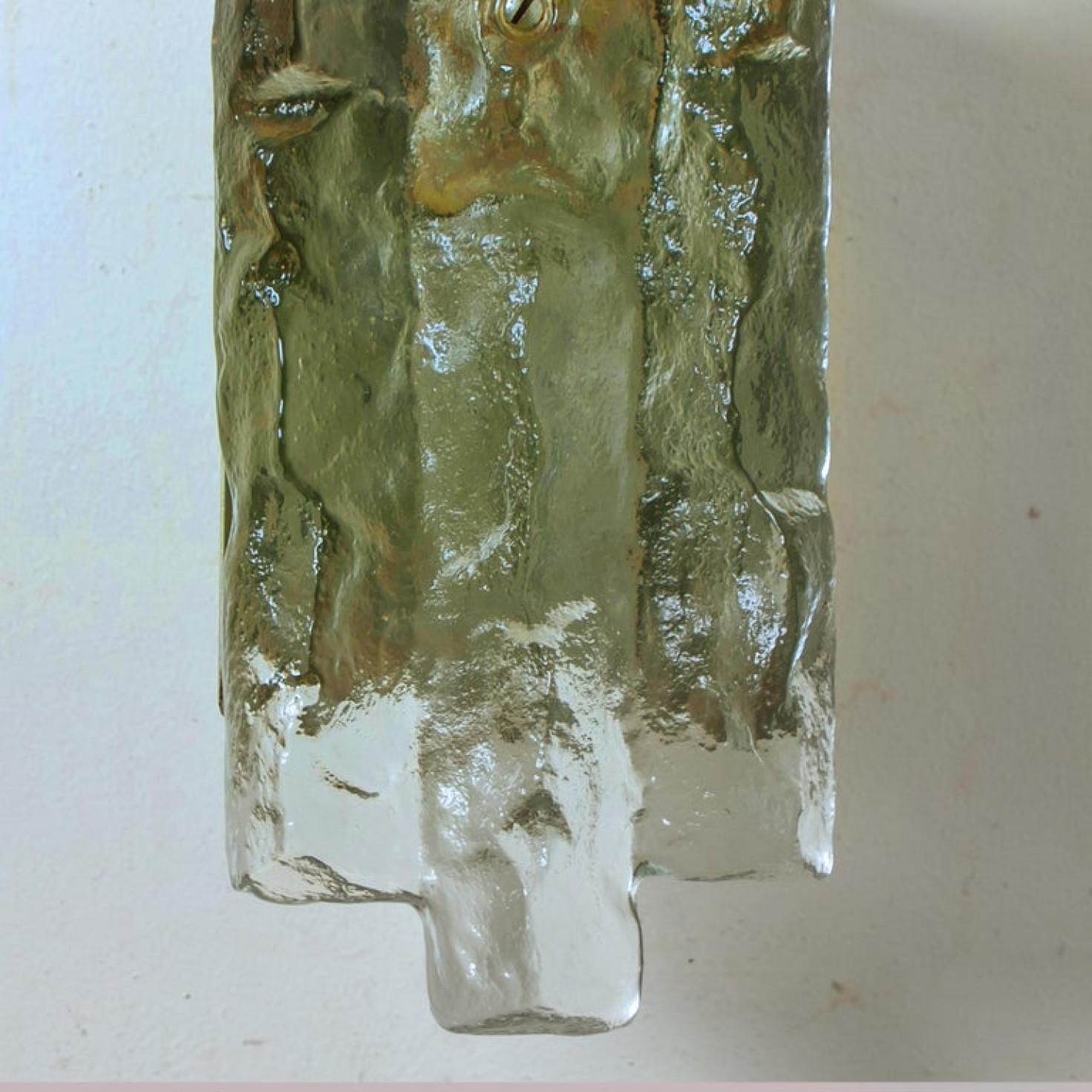 One of The Six Kalmar Ice Glass Wall Sconces by J.T. Kalmar, Austria, 1970s For Sale 1
