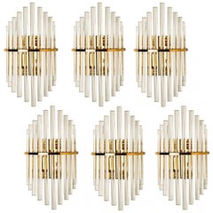 One of the Six Modern Glass Rod Wall Sconces of Sciolari for Lightolier