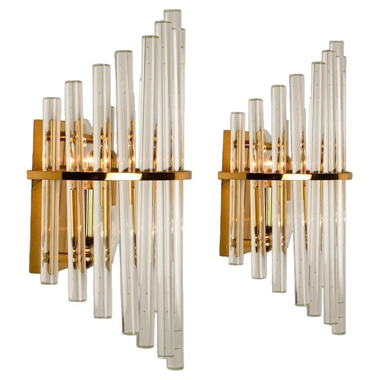 One of the Six Modern Glass Rod Wall Sconces of Sciolari for Lightolier