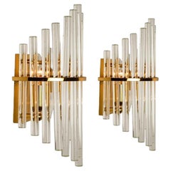One of the Six Modern Glass Rod Wall Sconces of Sciolari for Lightolier