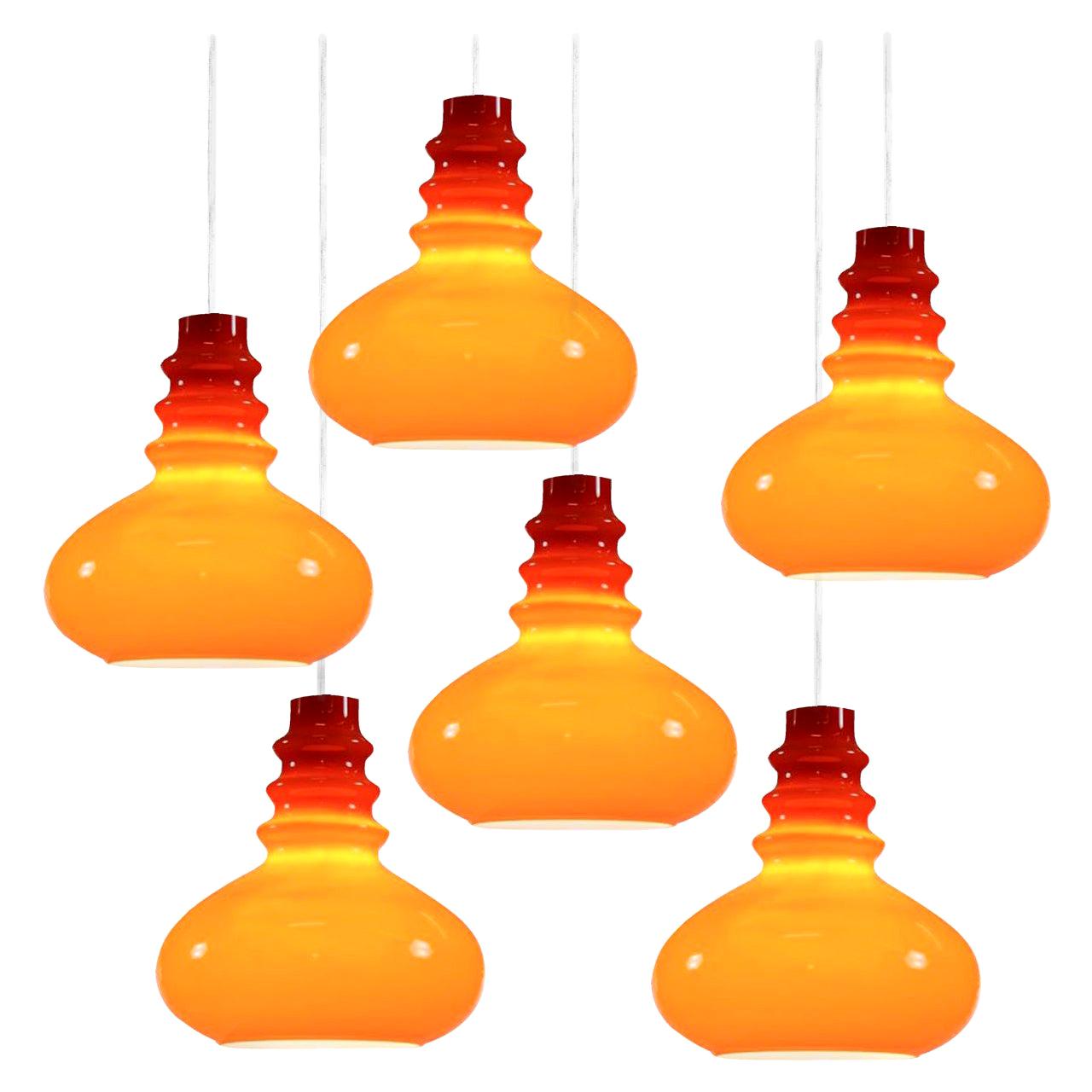 One of the Six Peill Putzler Pendant Lights, 1970s