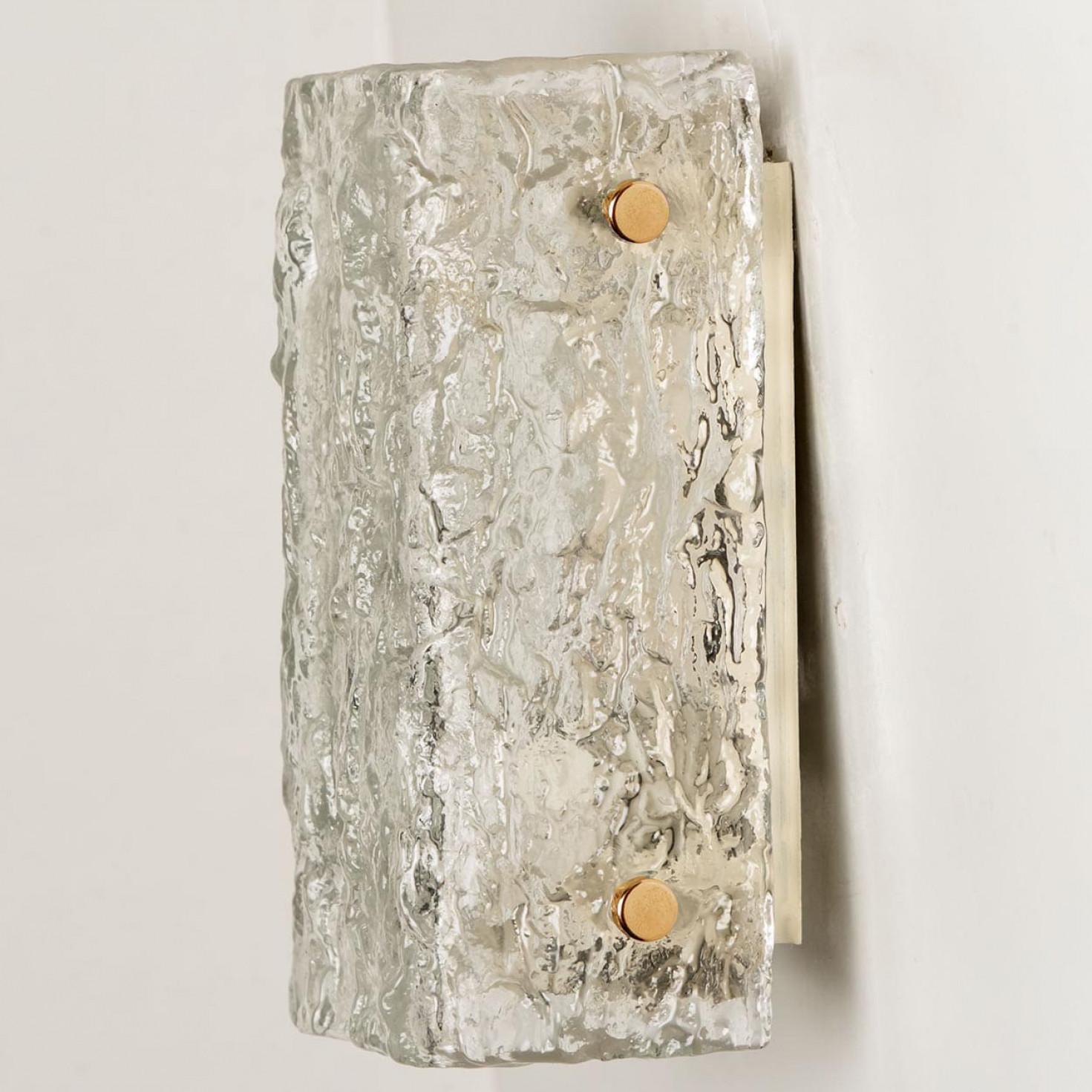 One Of The Six Rock Textured Glass Wall Lights J.T. Kalmar, 1960s For Sale 2