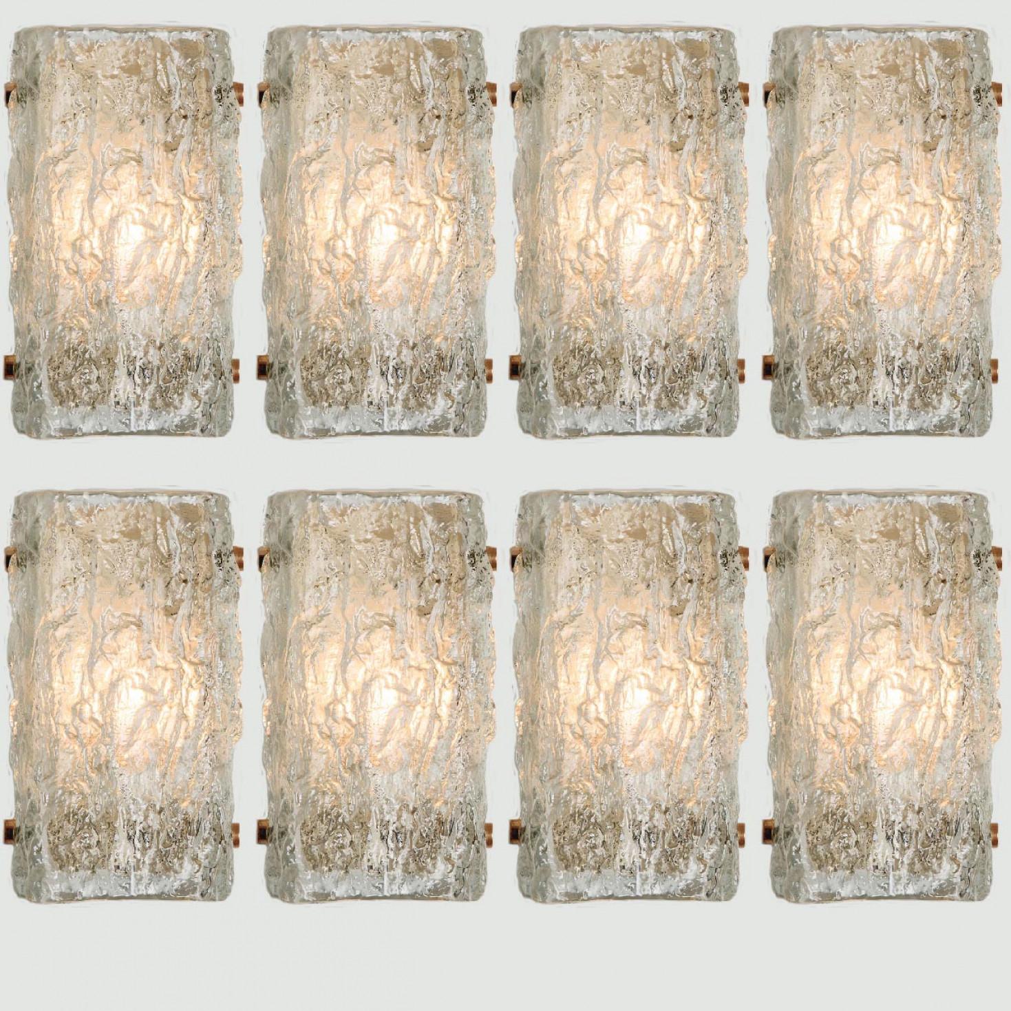 One Of The Six Rock Textured Glass Wall Lights J.T. Kalmar, 1960s For Sale 5