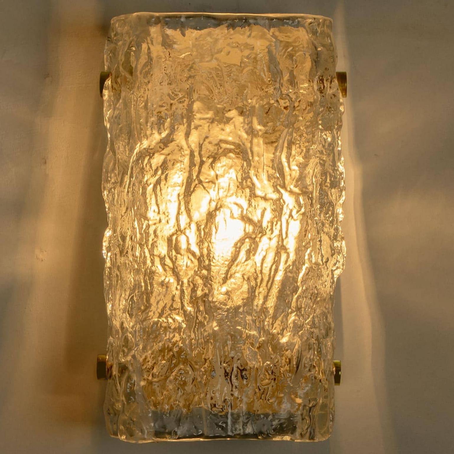 One Of The Six Rock Textured Glass Wall Lights J.T. Kalmar, 1960s For Sale 6