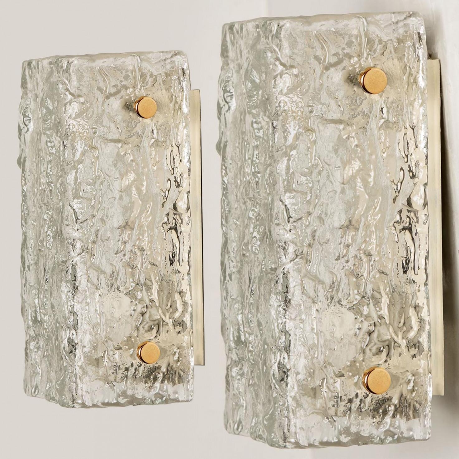 German One Of The Six Rock Textured Glass Wall Lights J.T. Kalmar, 1960s For Sale