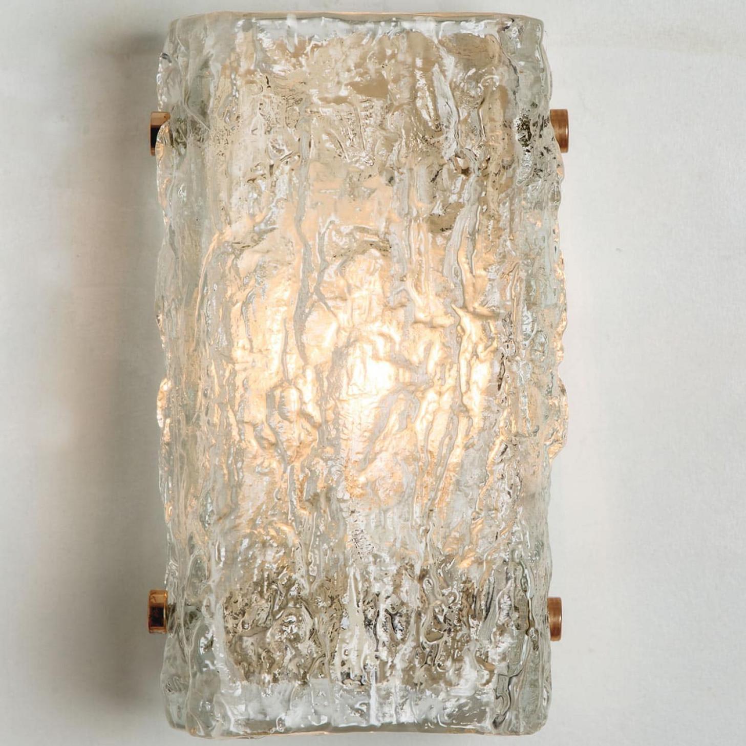 Other One Of The Six Rock Textured Glass Wall Lights J.T. Kalmar, 1960s For Sale