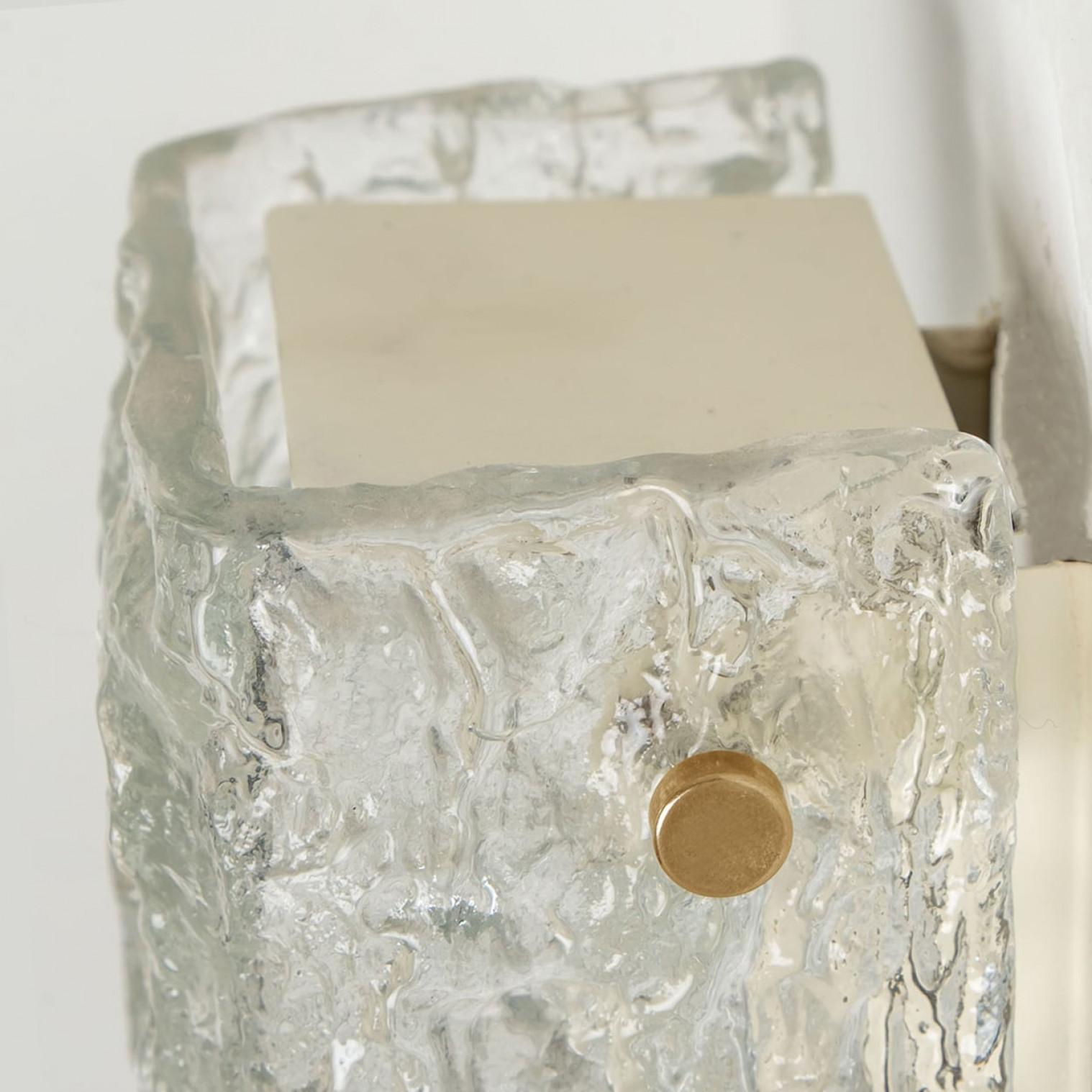 20th Century One Of The Six Rock Textured Glass Wall Lights J.T. Kalmar, 1960s For Sale