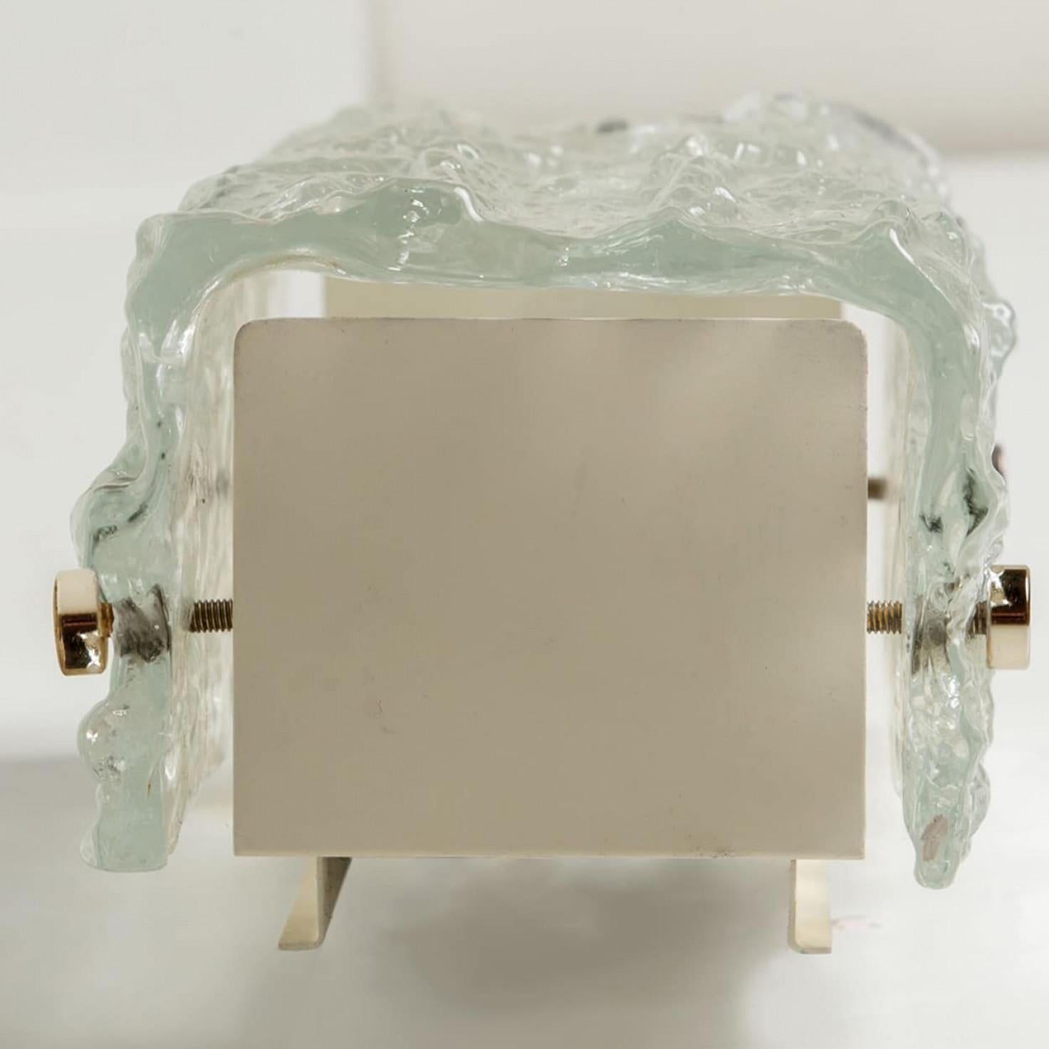 Metal One Of The Six Rock Textured Glass Wall Lights J.T. Kalmar, 1960s For Sale