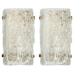 One Of The Six Rock Textured Glass Wall Lights J.T. Kalmar, 1960s