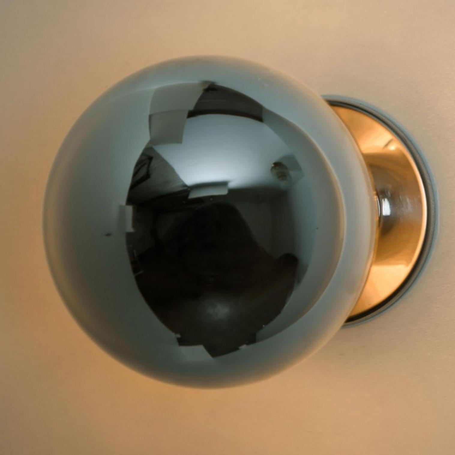 Plated One of the Six Wall Lamps/ Flush Mounts  by Motoko Ishii for Staff, 1970s For Sale