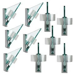 One of the Ten Glass Aluminium Triangle Shaped Wall Lights, Artemide, 1984
