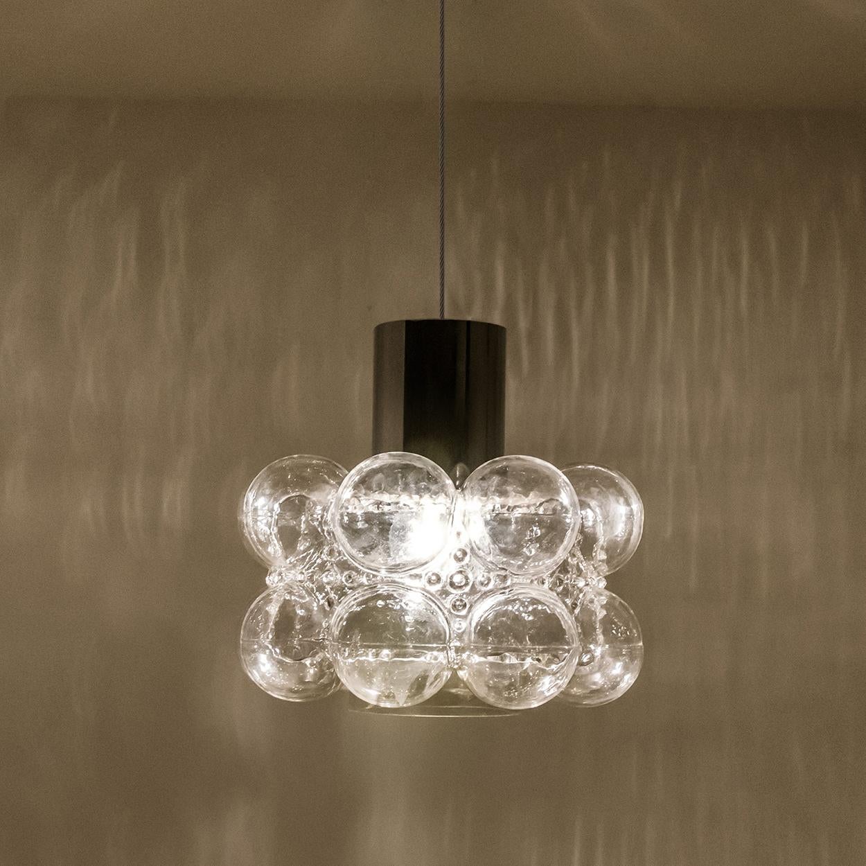 One of the Three Beautiful Bubble Glass Pendant Lamps by Helena Tynell, 1960 3
