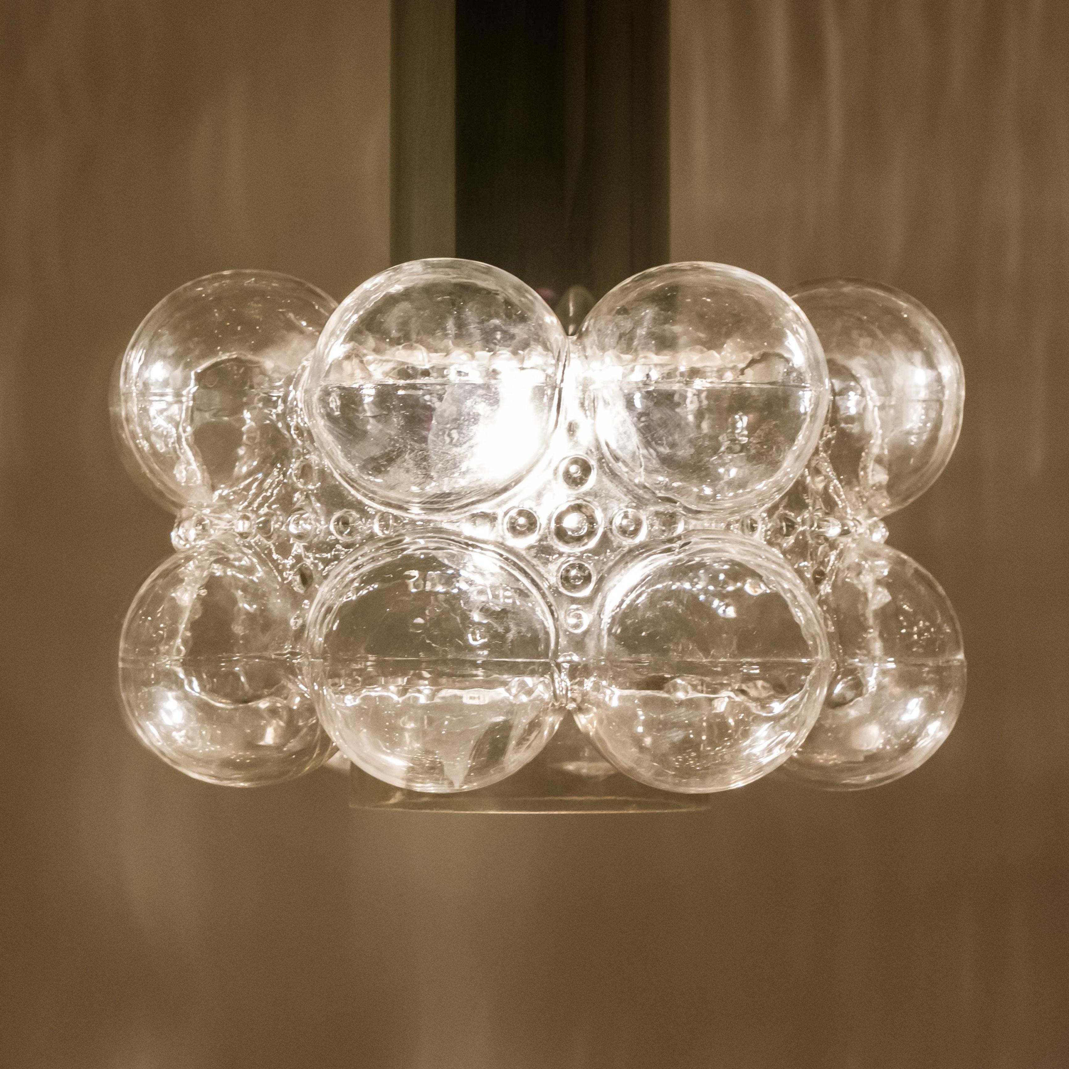 One of the Three Beautiful Bubble Glass Pendant Lamps by Helena Tynell, 1960 4