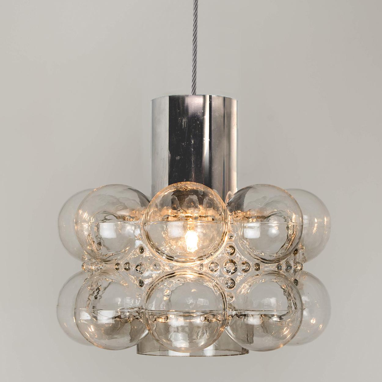 Mid-Century Modern One of the Three Beautiful Bubble Glass Pendant Lamps by Helena Tynell, 1960