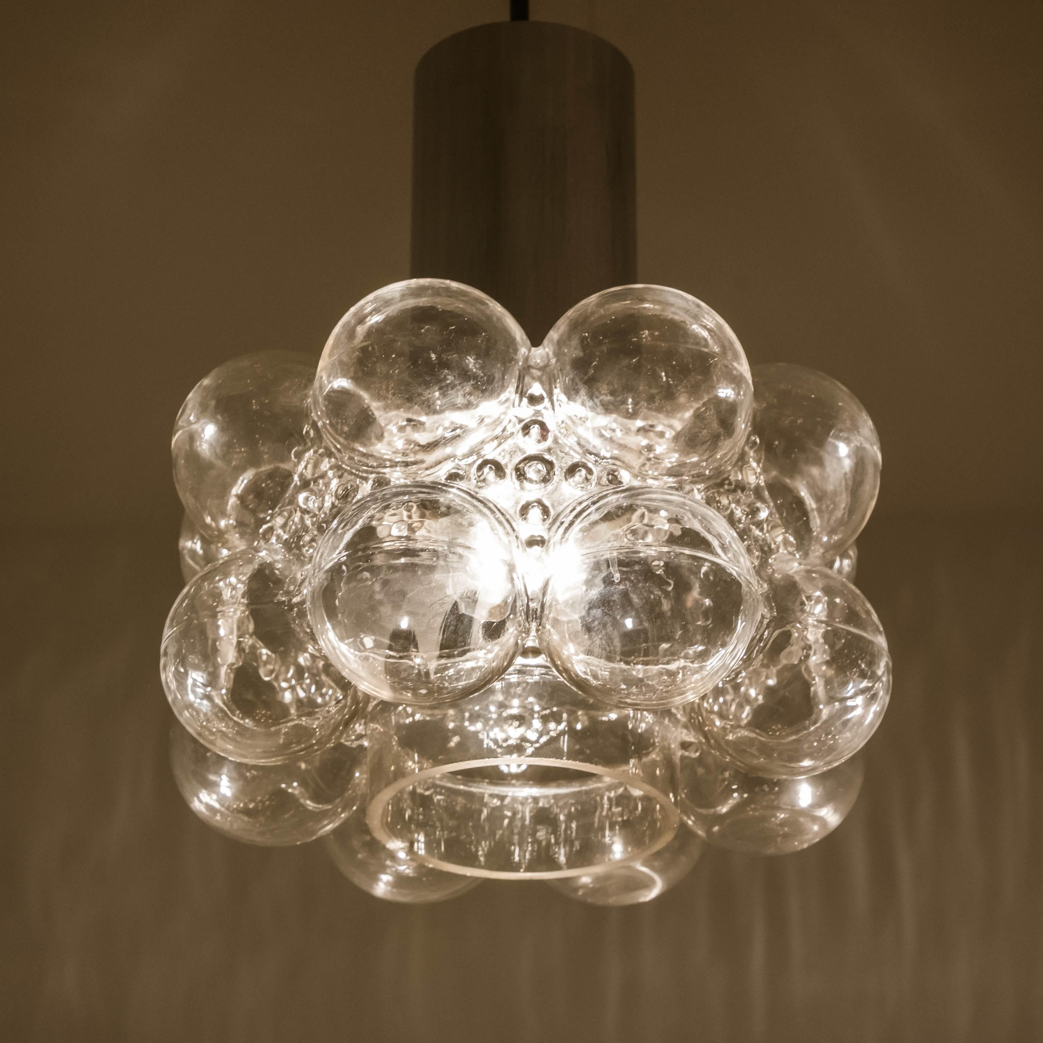 Mid-17th Century One of the Three Beautiful Bubble Glass Pendant Lamps by Helena Tynell, 1960