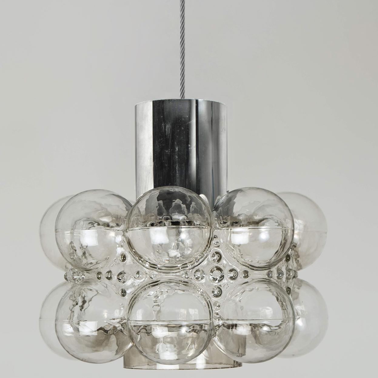 One of the Three Beautiful Bubble Glass Pendant Lamps by Helena Tynell, 1960 1