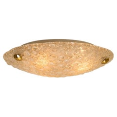 One of the Three Brass and Blown Murano Glass Wall Light or Flushmounts, 1960s