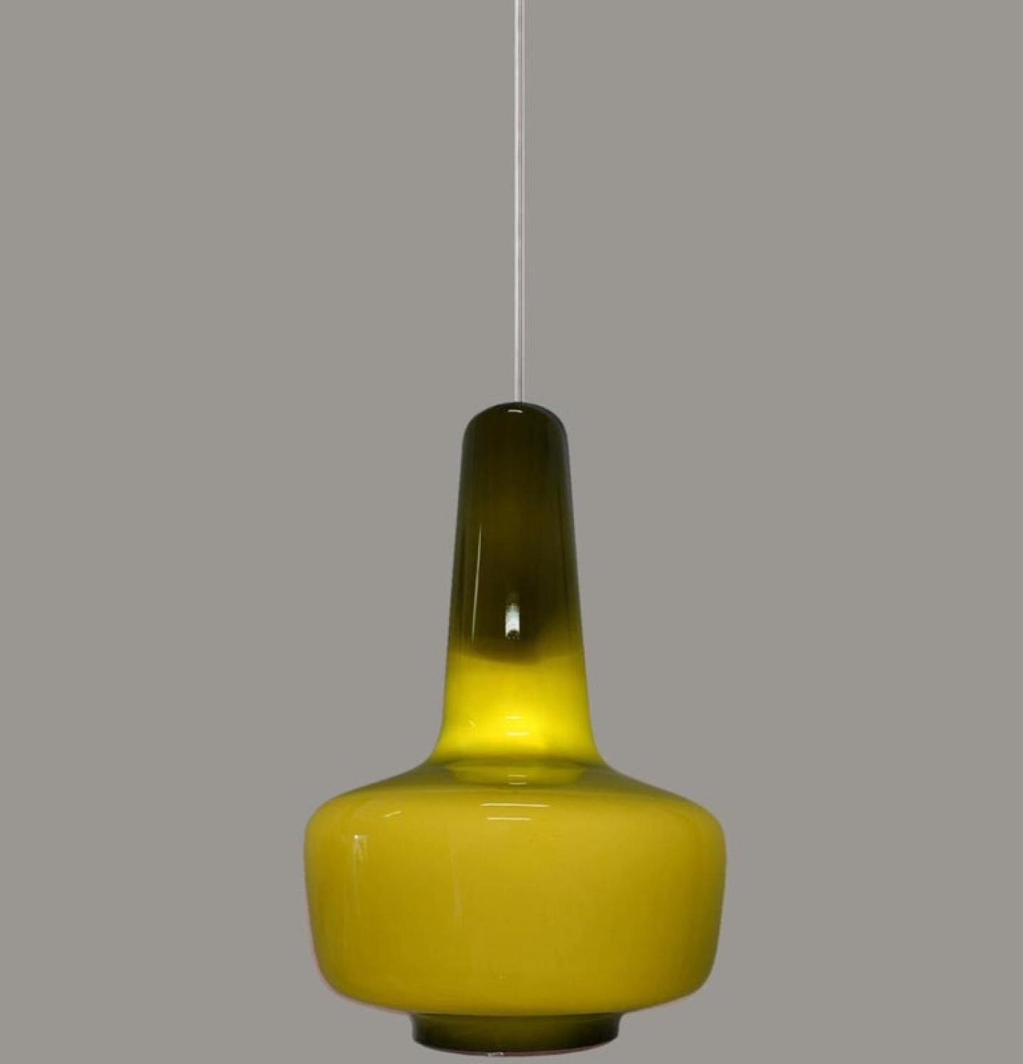 One of the Three Fog & Mørup Holmegaard Pendant Lights, 1960 For Sale 5