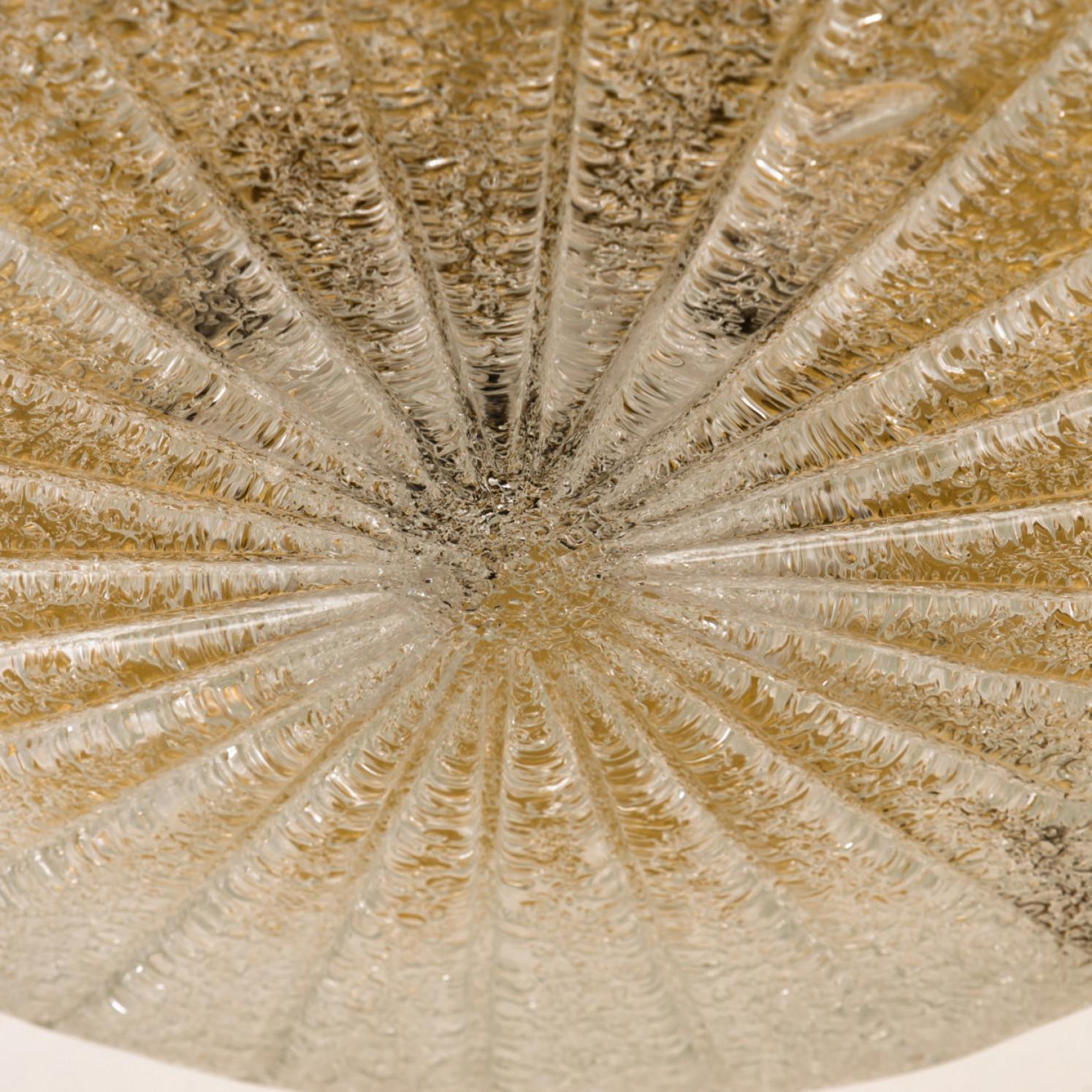 Other One of the Three Gold Clear Brass and Textured Glass Flush Mount by Hillebrand -