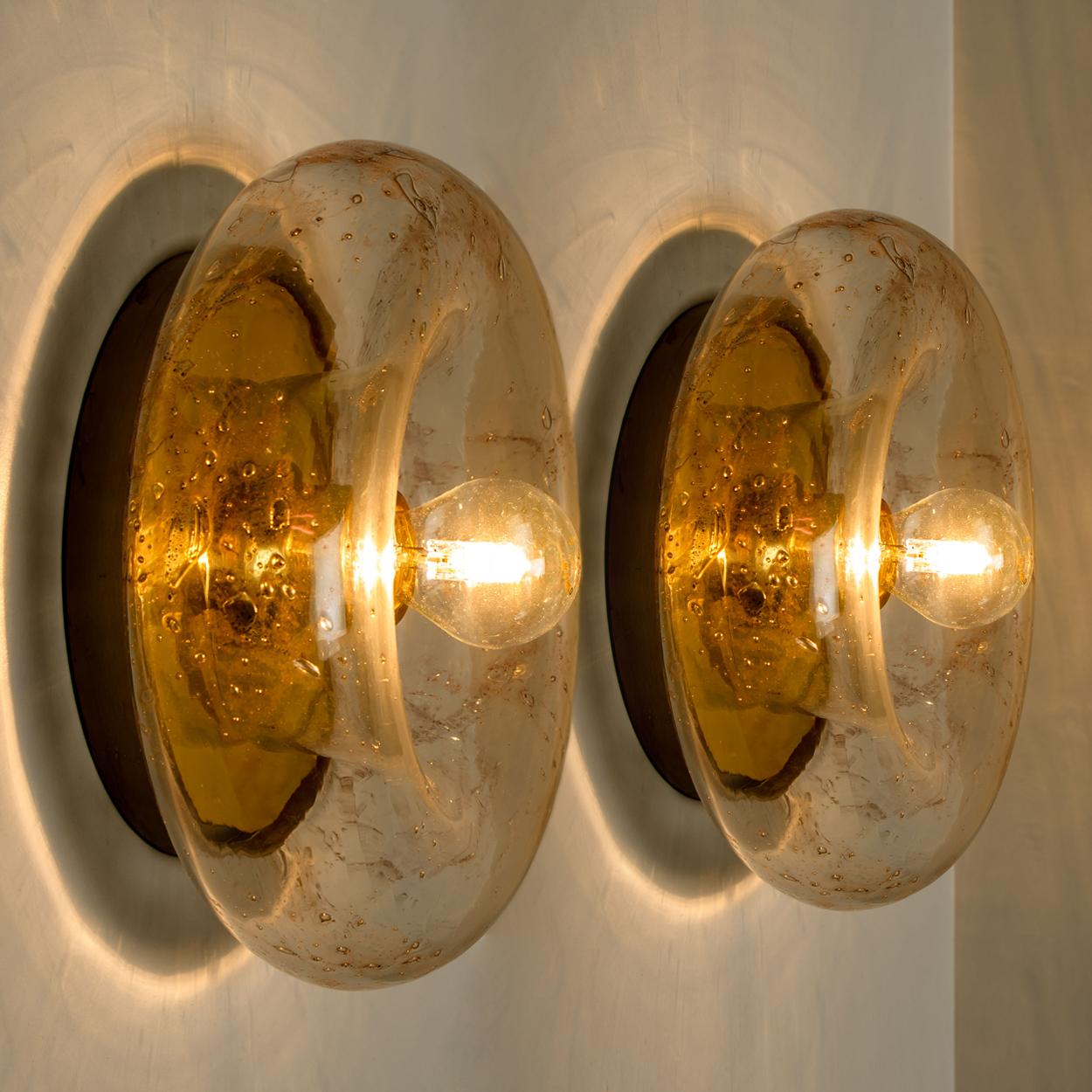 Mid-Century Modern One of the Three of Murano Dunot Glass Flushmounts/Wall Lights, 1970s