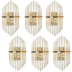 One of the Three Pairs Modern Glass Rod Wall Sconces of Sciolari for Lightoliers