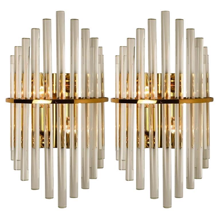 One of the Three Pairs Modern Glass Rod Wall Sconces of Sciolari for Lightoliers For Sale