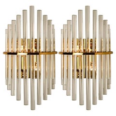 One of the Three Pairs Modern Glass Rod Wall Sconces of Sciolari for Lightoliers