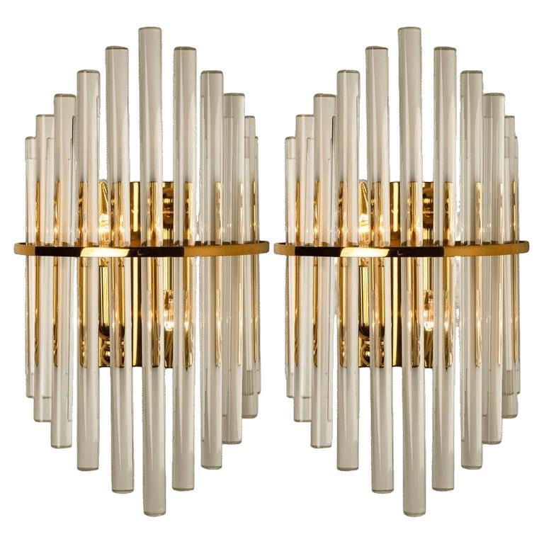 One of the Three Pairs Modern Glass Rod Wall Sconces of Sciolari for Lightoliers