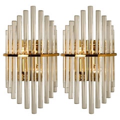 One of the Three Pairs Modern Glass Rod Wall Sconces of Sciolari for Lightoliers