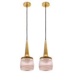 One of the Three Pairs of Brass Glass Cascade Fixtures by Staff, 1960