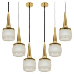 One of the Nine of Brass Glass Cascade Fixtures by Staff, 1960