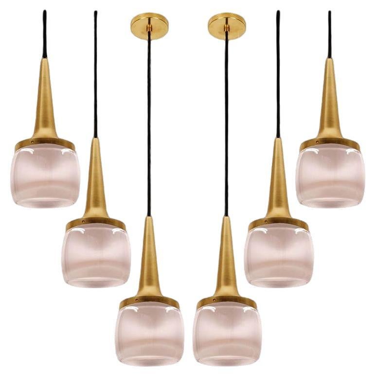 One of the Three Pairs of Brass Glass Cascade Fixtures by Staff, 1960