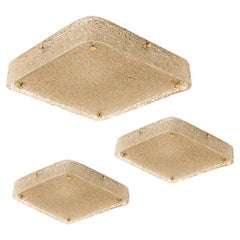 One of the Three Square Textured Glass Flushmount Wall lights by J.T Kaiser