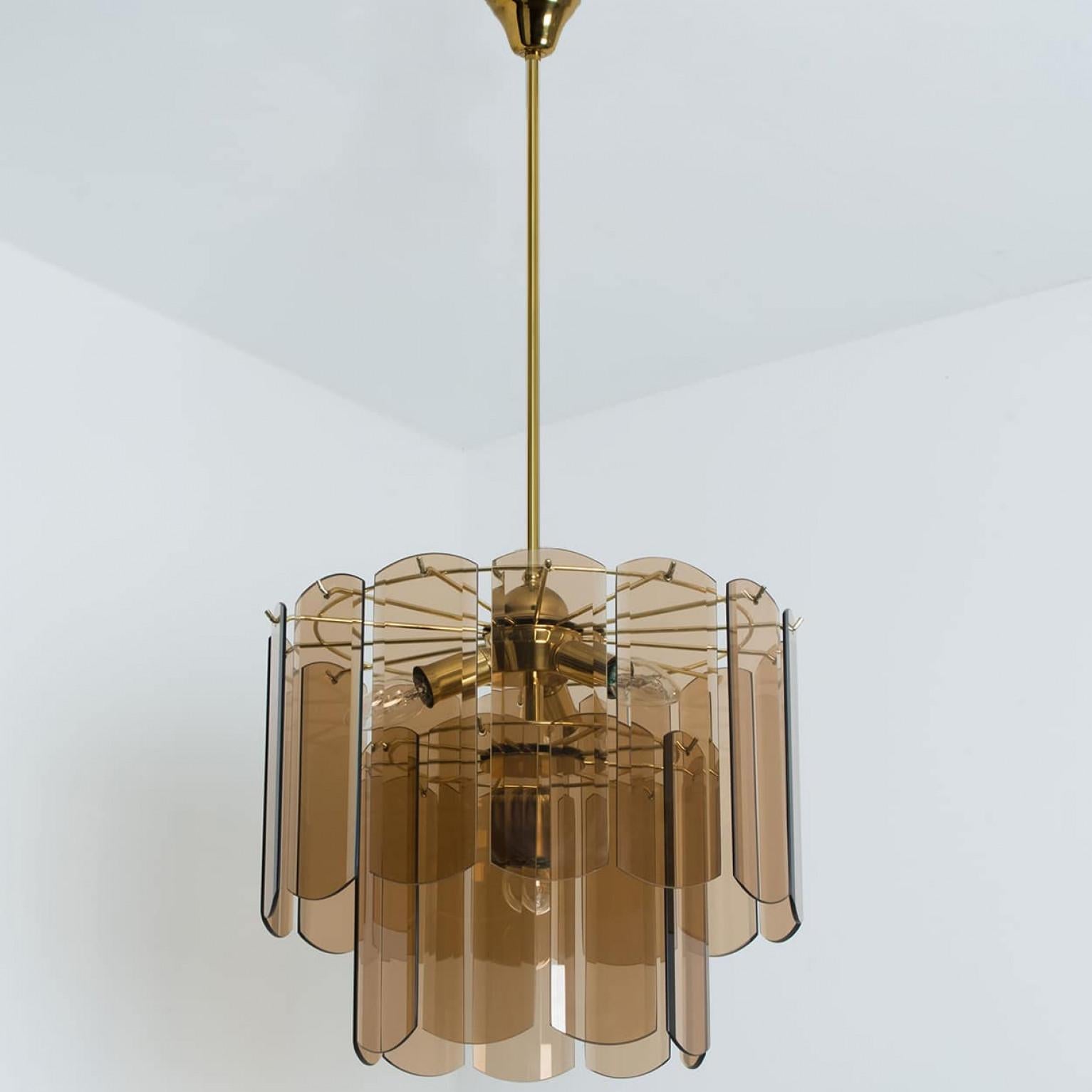 Lustre du milieu du siècle dernier en verre fumé ambré, Allemagne, 1970 en vente 2