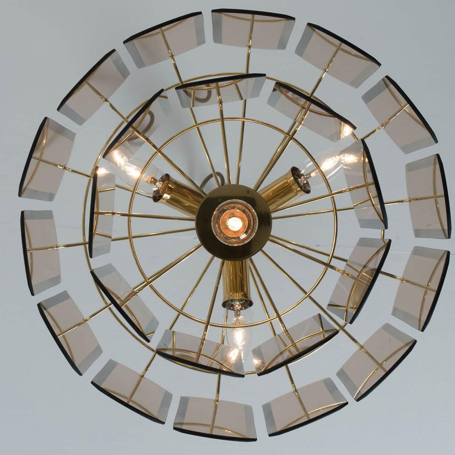 Lustre du milieu du siècle dernier en verre fumé ambré, Allemagne, 1970 en vente 3