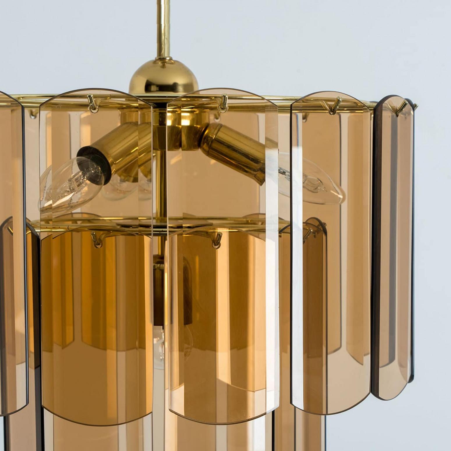 Autre Lustre du milieu du siècle dernier en verre fumé ambré, Allemagne, 1970 en vente