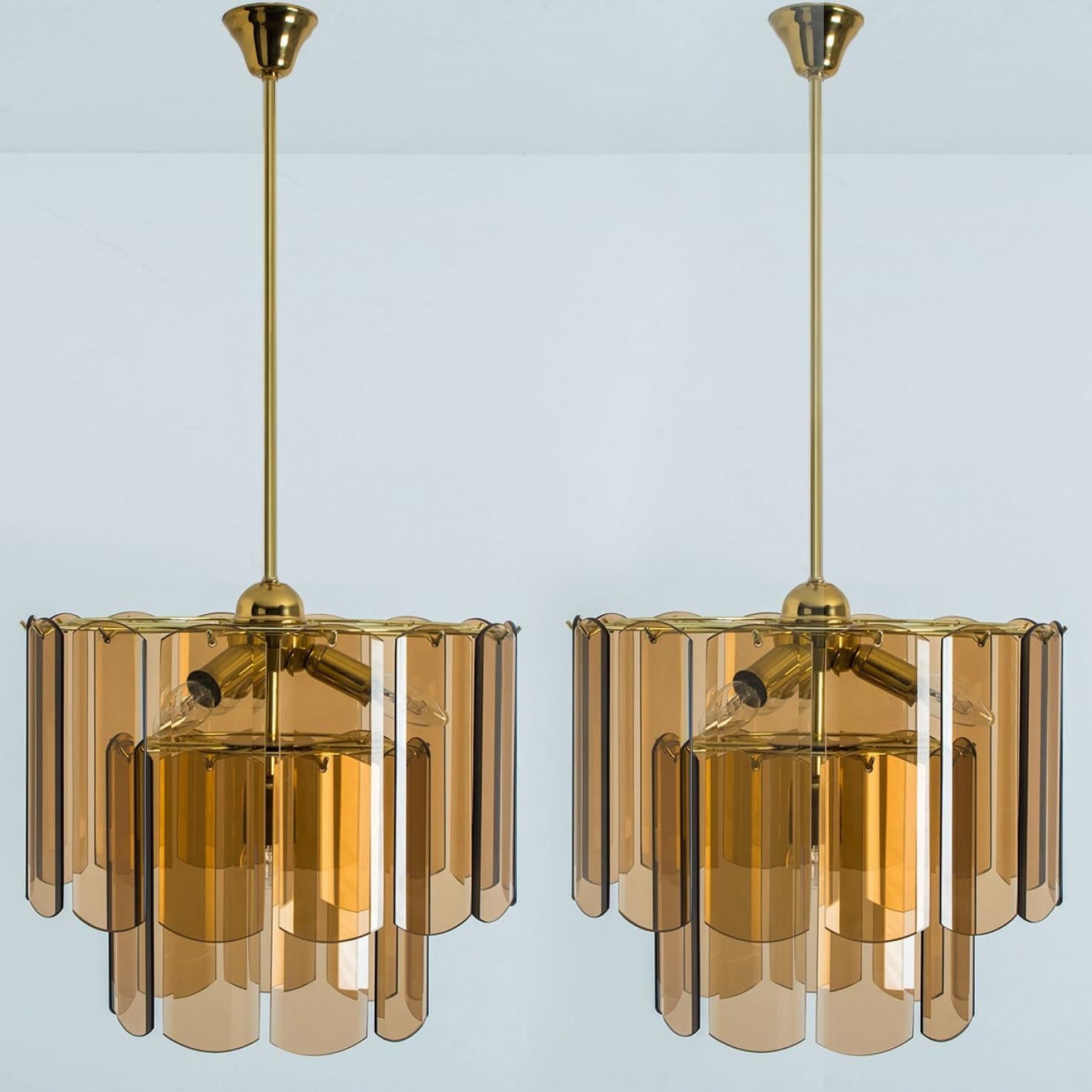 Lustre du milieu du siècle dernier en verre fumé ambré, Allemagne, 1970 en vente 1