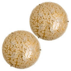 One of the Two Brass and Blown Murano Glass Wall Light or Flush Mounts, 1960s