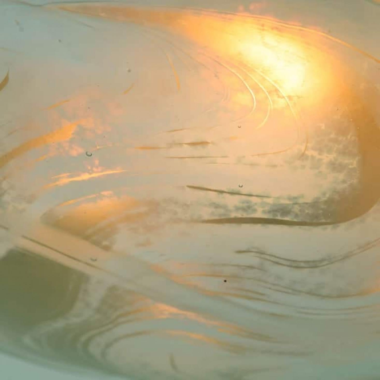 One of the Two Brass Massive Murano Glass Wall Lights or Flush Mounts, 1960 In Good Condition For Sale In Rijssen, NL