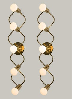 One of the Two Brass Wall Lights/Flush Mounts by Leola, 1970s