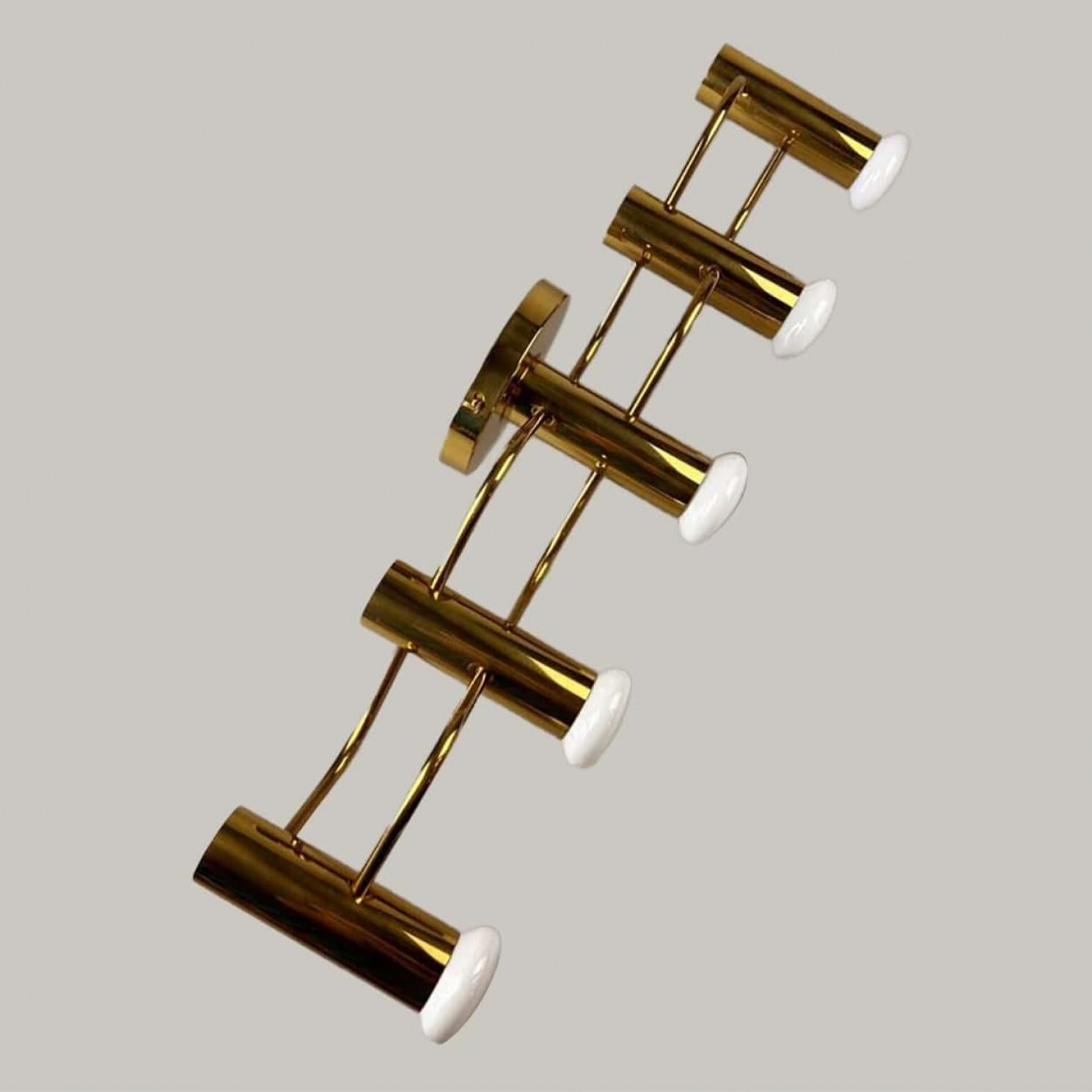 One of the Two Brass Wall Lights/Flush Mounts by Leola, 1970s In Good Condition For Sale In Rijssen, NL