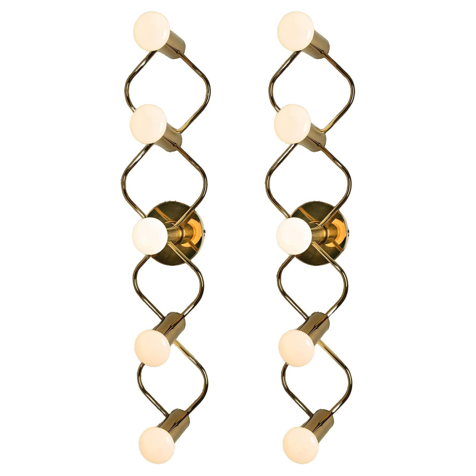 One of the Two Brass Wall Lights/Flush Mounts by Leola, 1970s