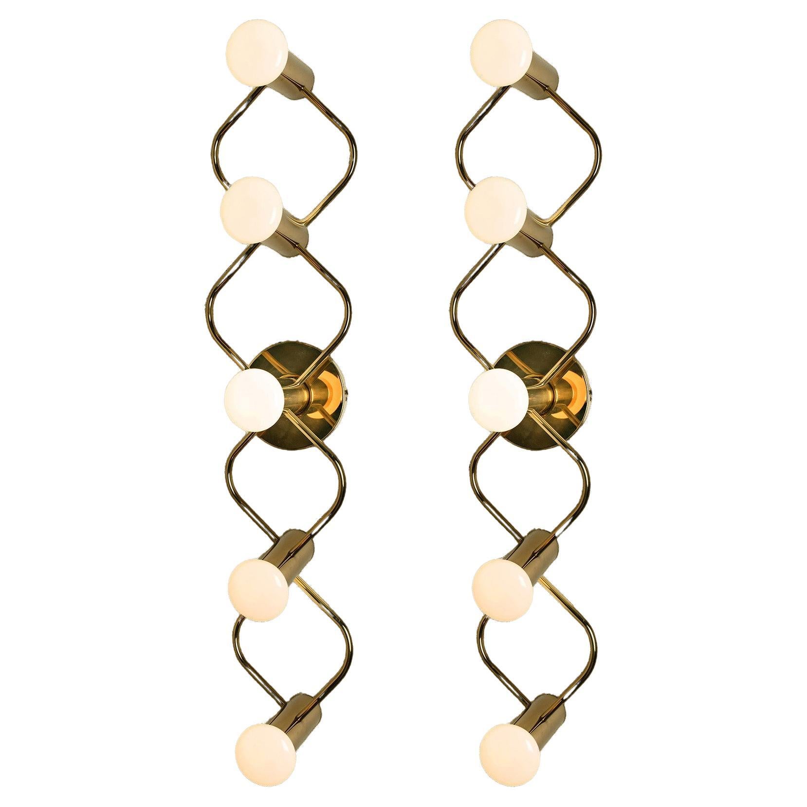 One of the Two Brass Wall Lights/Flush Mounts by Leola, 1970s