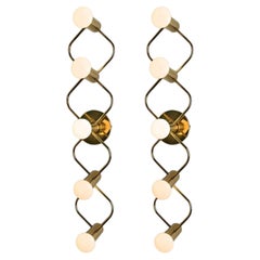 One of the Two Brass Wall Lights/Flush Mounts by Leola, 1970s