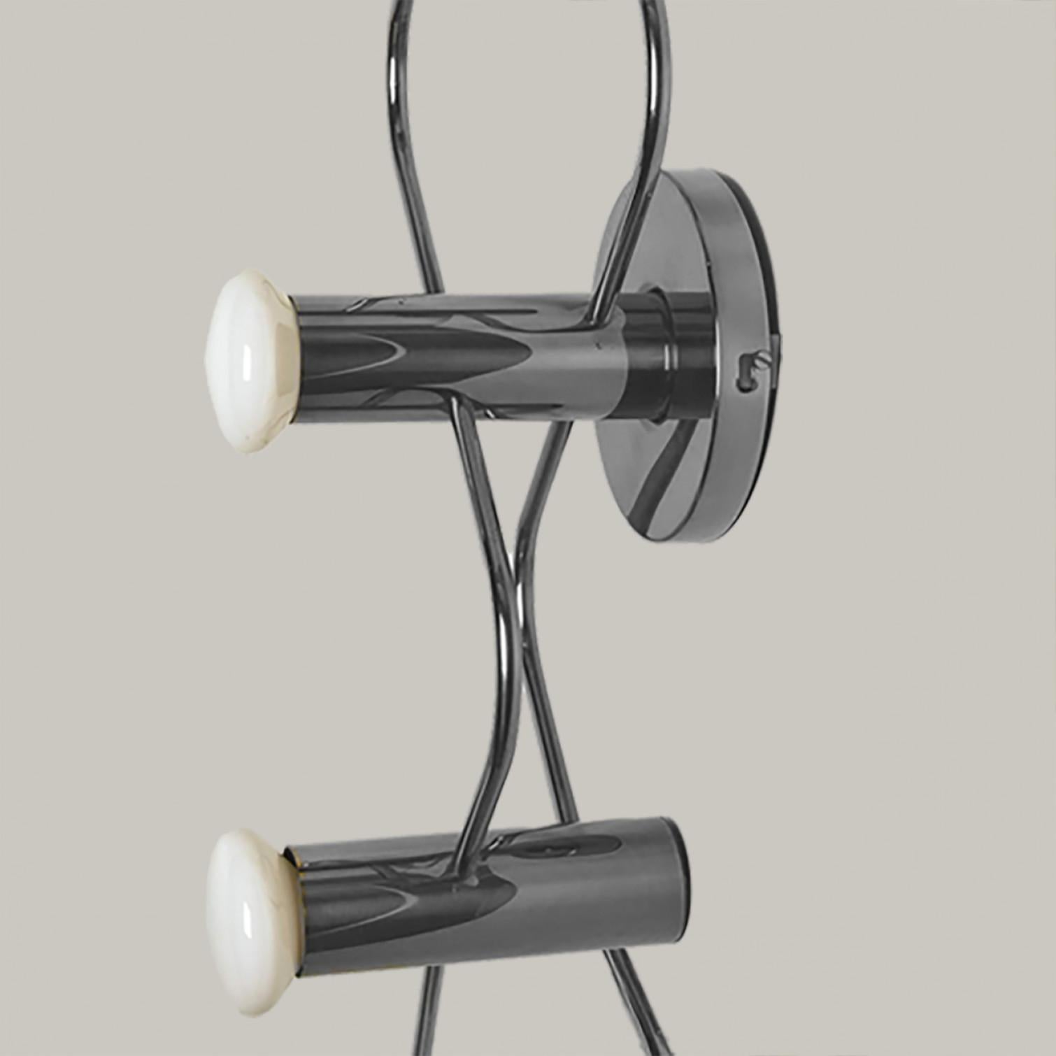 Mid-Century Modern One of the Two Chrome Wall Lights/Flush Mounts by Leola, 1970s For Sale