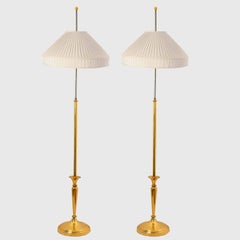 One of the Two Floor Lamps On Brass and Black Base, Germany 1960