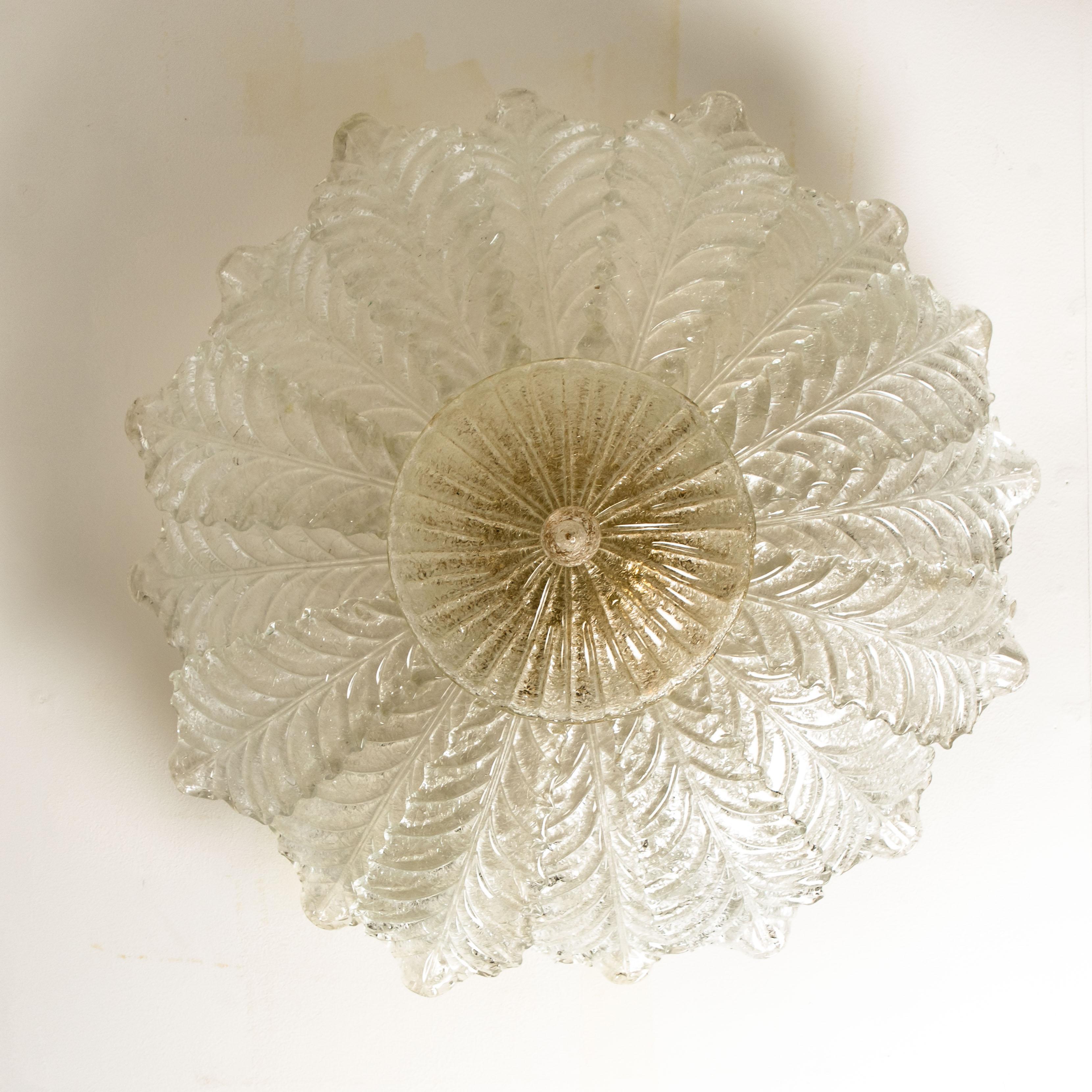 One of the Two Flushmount Murano Glass Barovier & Toso, Italy, 1969 3