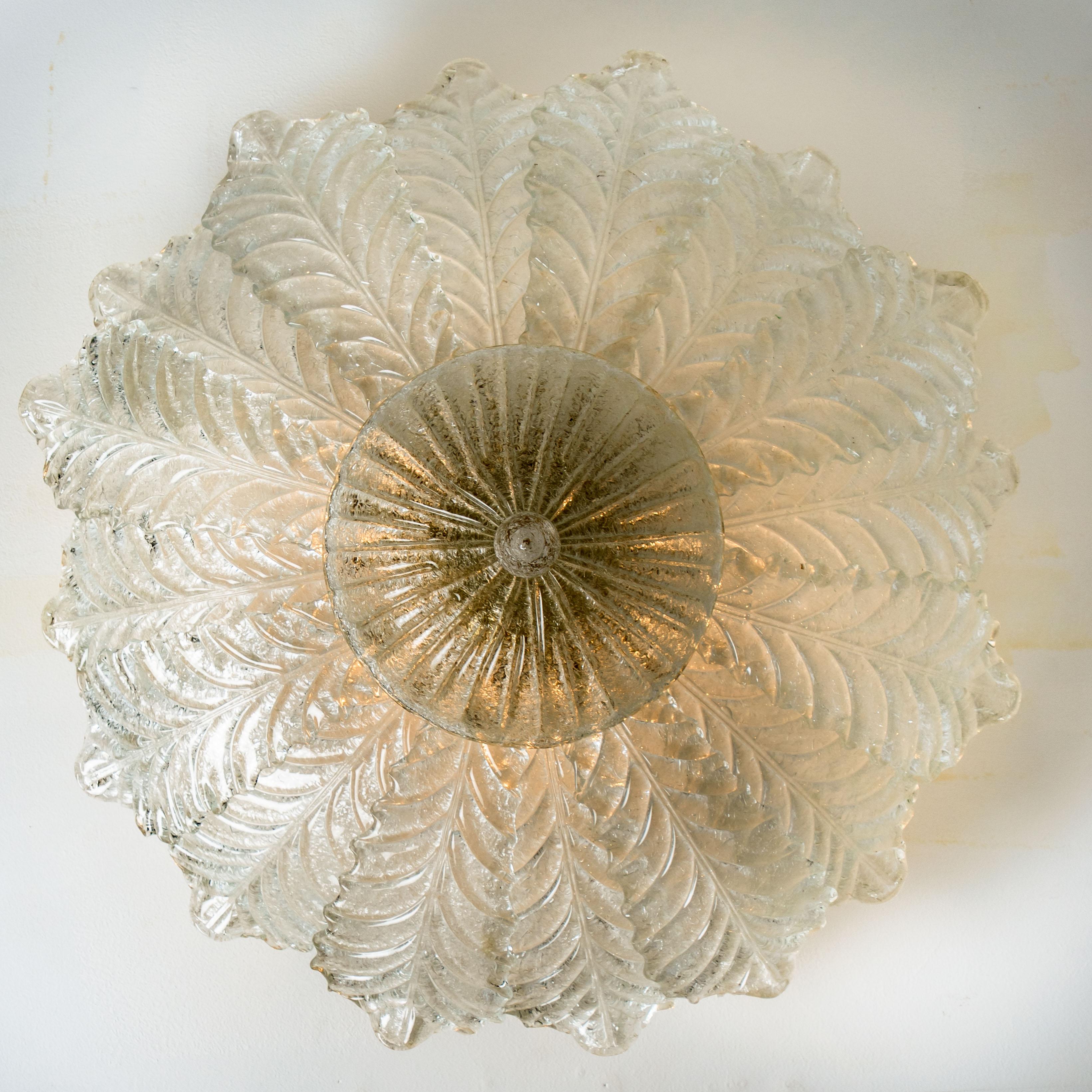 One of the Two Flushmount Murano Glass Barovier & Toso, Italy, 1969 In Good Condition In Rijssen, NL
