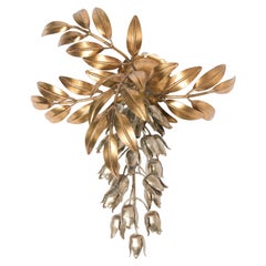 One of the Two Hans Kögl Gilt Metal Palm Tree Wall Light Sconces, 1960s
